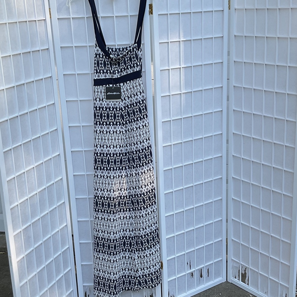 Eddie Bauer Navy and White Maxi Dress
